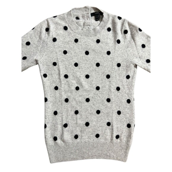 J.Crew 100% Cashmere Gray Sweater Black Polka Dot Women’s Sz XS - Picture 5 of 10